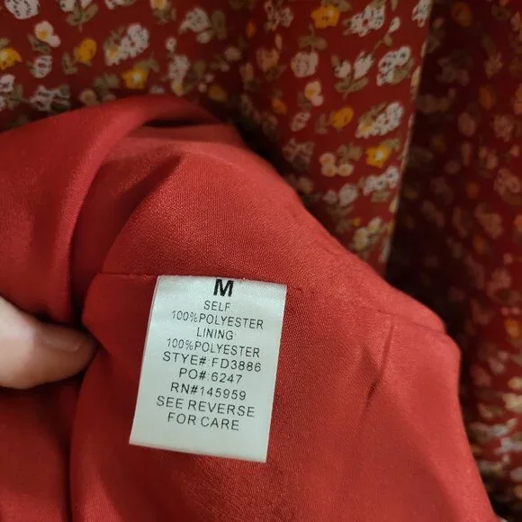 Dress Forum Ditsy Floral Ruffle Midi Dress - Size Medium - Rust/Terracotta - Picture 6 of 6